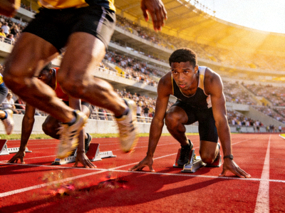 综合体育赛事如田径比赛的起跑瞬间